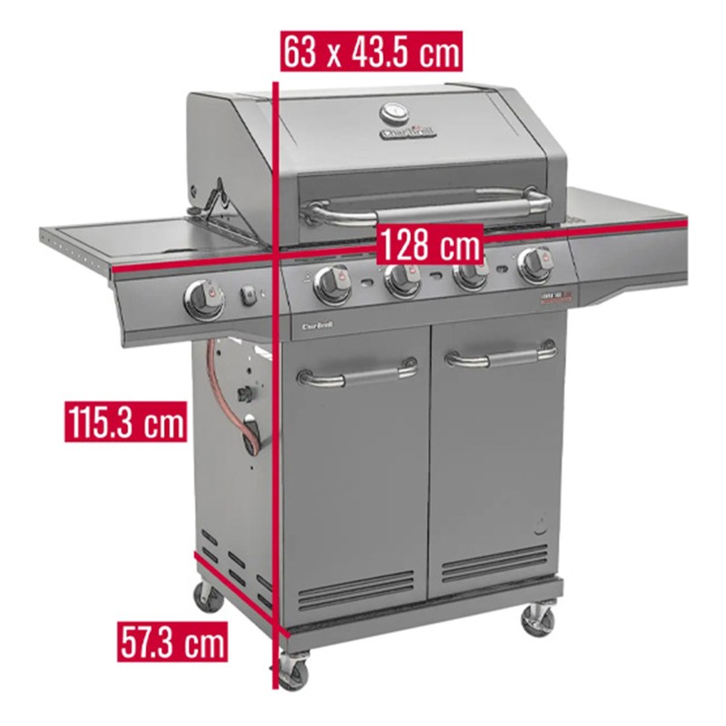 Gratar pe gaz Char-Broil Advantage Core B4 cu 4 arzatoare si arzator lateral, grile din fonta, TRU-Infrared 140971