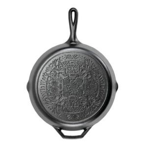 Tigaie adanca rotunda din fonta cu maner si logo Sugar Skull Lodge 30,5 cm L-10SKULL