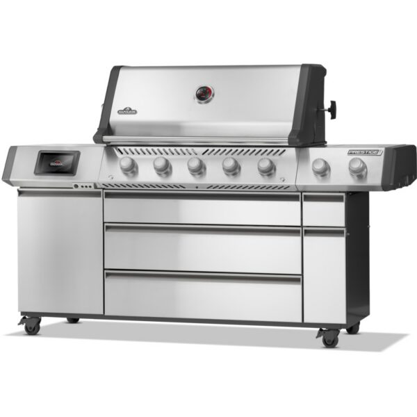 Gratar pe gaz din inox, cu 5 arzatoare principale, arzator spate infrarosu, arzator lateral infrarosu si caseta electrica de afumare Napoleon Prestige PRO 665 Smart-Connected 2026 inox PRO665VXRSIBPSS-4