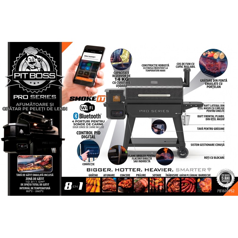 Gratar si afumatoare pe peleti cu Wi-Fi Pit Boss PRO 850 10831
