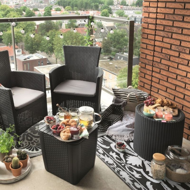 Cutie depozitare rotunda gri tip scaun Keter Cool Stool