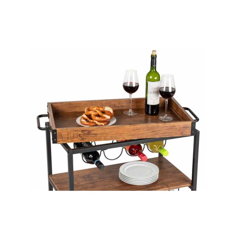 Mini bar rustic cu 3 rafturi, 80x89,5x40 cm, metal si MDF, Wenko 54125100