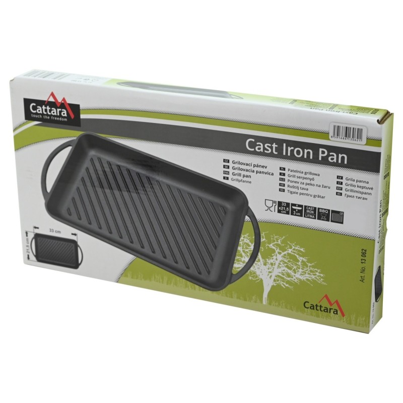 Plita grill Cattara din fonta cu manere , 33x21.5cm, inaltime 3cm - TT13062