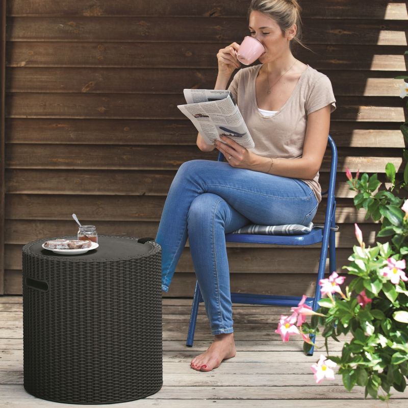 Cutie depozitare rotunda maro Keter Cool Stool