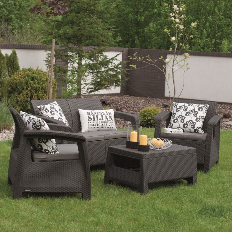 Set mobilier gradina graphite Keter Corfu