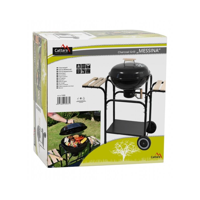 Gratar pe carbuni Cattara Messina, mobil, masute laterale, 46cm - TT13033