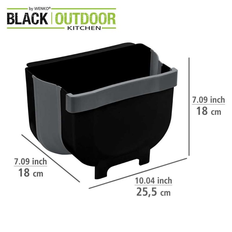 Cos de gunoi pentru usa Fago 5 litri Wenko Black Outdoor Kitchen 55028100