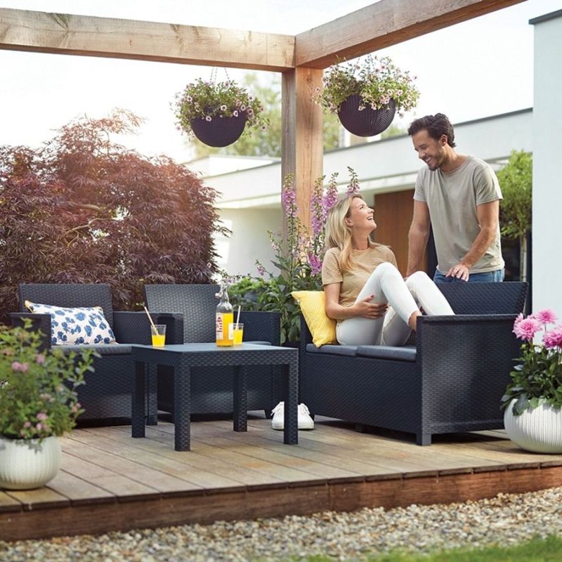 Set mobilier gradina 4 locuri grafit Keter Emma