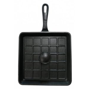 Tigaie grill sandwich adanca patrata din fonta cu maner si capac Mr Padellas Activa 21 cm 20040