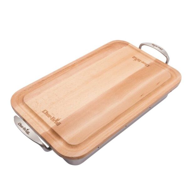 Tava din inox 46x23x9 cm cu tocator de lemn  36x22x1 cm Char-Broil 140014