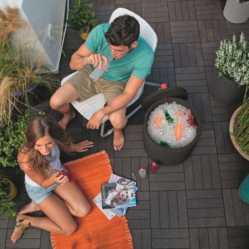 Cutie depozitare rotunda gri tip scaun Keter Cool Stool