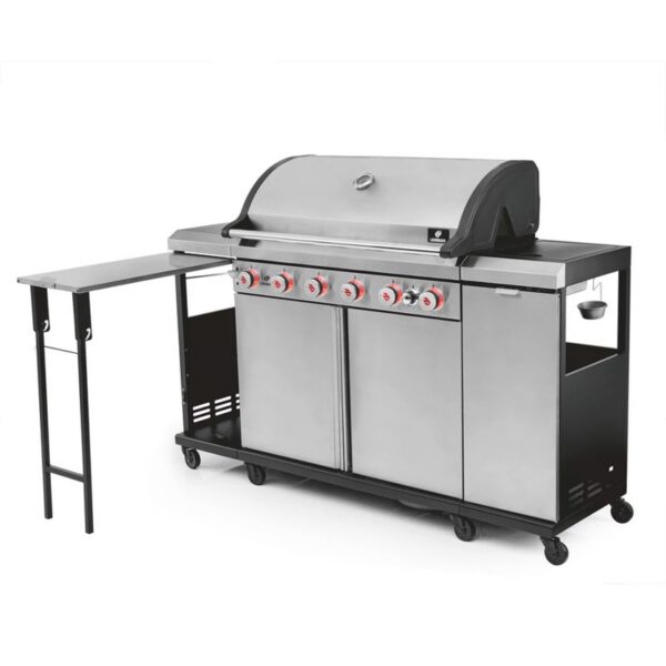Bucatarie de exterior pe gaz Grill Chef Landmann 22174, 6 arzatoare inox si 1 arzator ceramic infrarosu MaxX-Zone