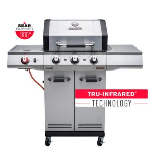 Gratar pe gaz din inox Char-Broil Advantage PRO S3 cu 3 arzatoare si sear burner, grile din fonta, TRU-Infrared 140976