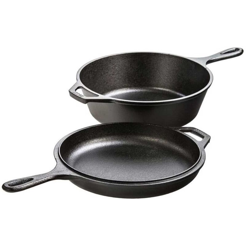 Set 2 tigai din fonta cu maner Lodge Combo Cooker 26 cm L-LCC3