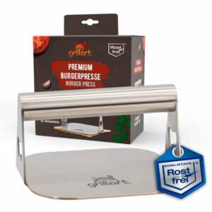 Presa pentru burger premium din otel inoxidabil si 30 hartii de burger Grillart GA-1035
