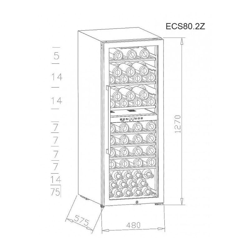 Racitor de vin, 75 sticle, compresor, 2 zone ECS80.2Z