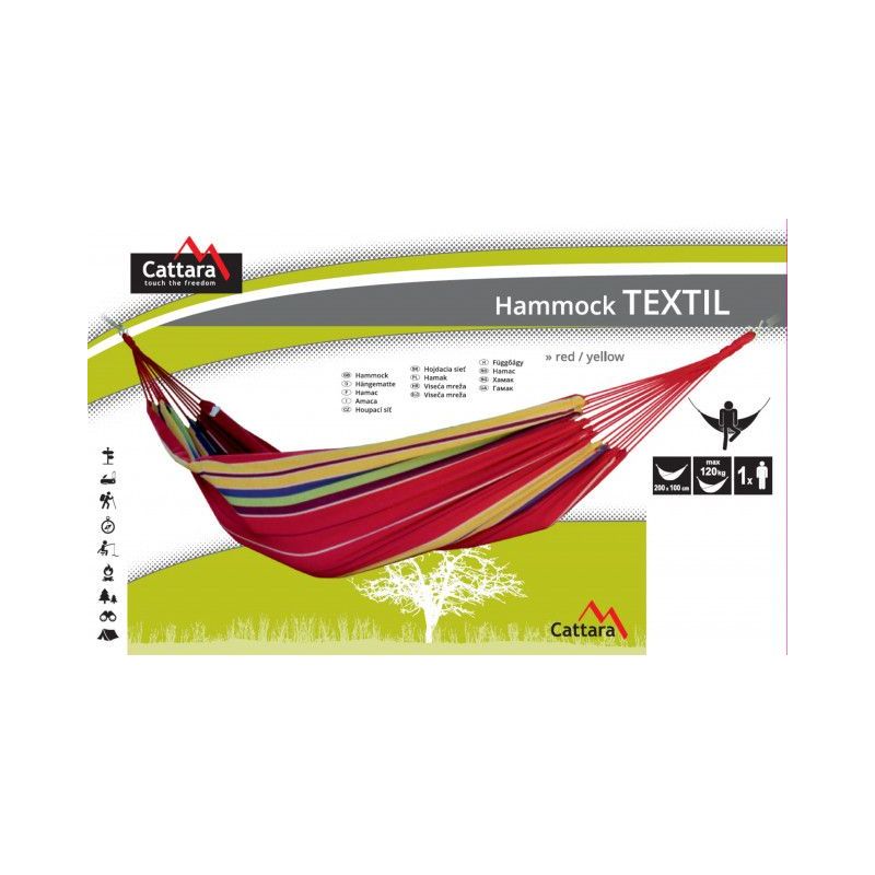 Hamac TEXTIL 200x100cm Cattara - rosu/galben - TT13568