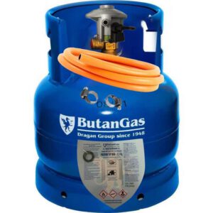 Butelie ButanGas Camping 8,1 Kg 37,5x30cm cu incarcatura propan 5,5 Kg include regulator Orgaz si furtun 80cm
