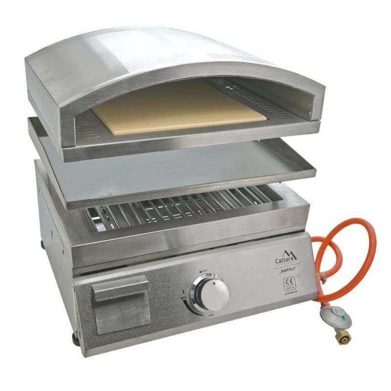 Gratar pe gaz Cattara cu plancha si cuptor de pizza, otel inoxidabil - TT14101