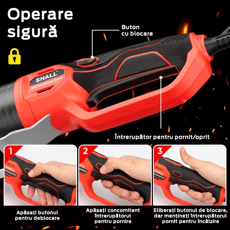 Aprinzator electric pentru carbuni, 1.850 Wati, 600 grade Celsius, Shall SH111013EU