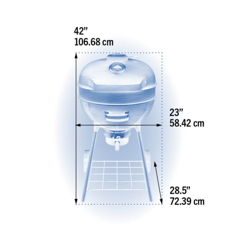 Gratar pe carbuni din otel emailat, grila de fonta 55 cm Napoleon PRO22K-LEG-3