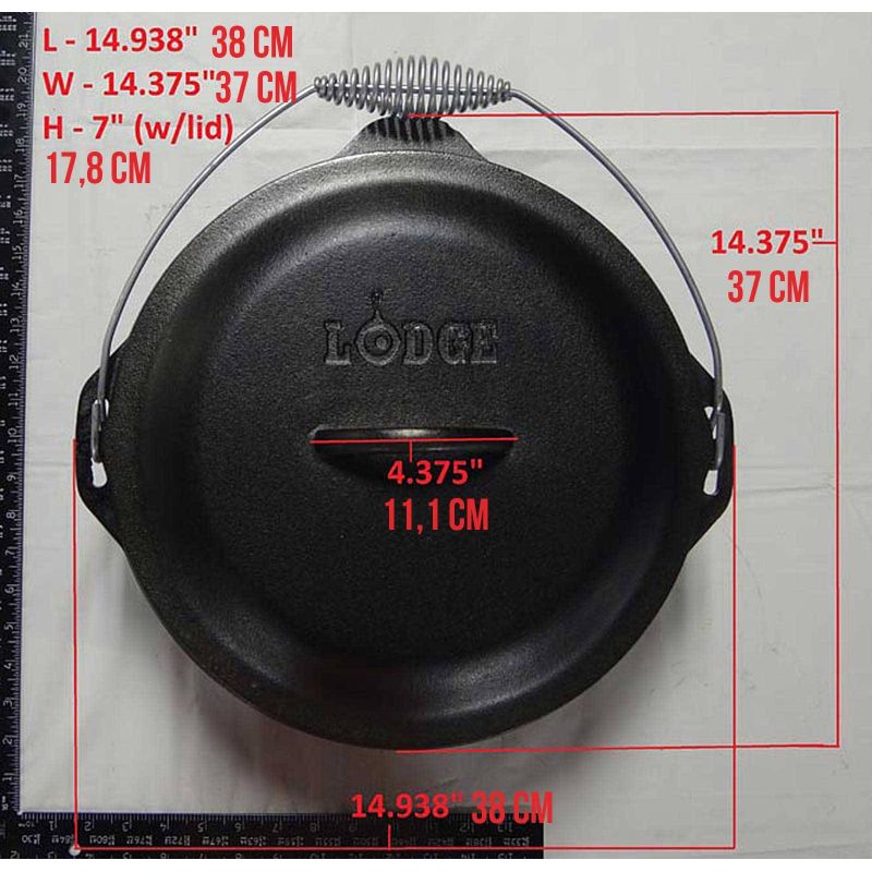 Ceaun din fonta cu capac - cuptor olandez Lodge 33 cm 8,5 litri L-12DO3