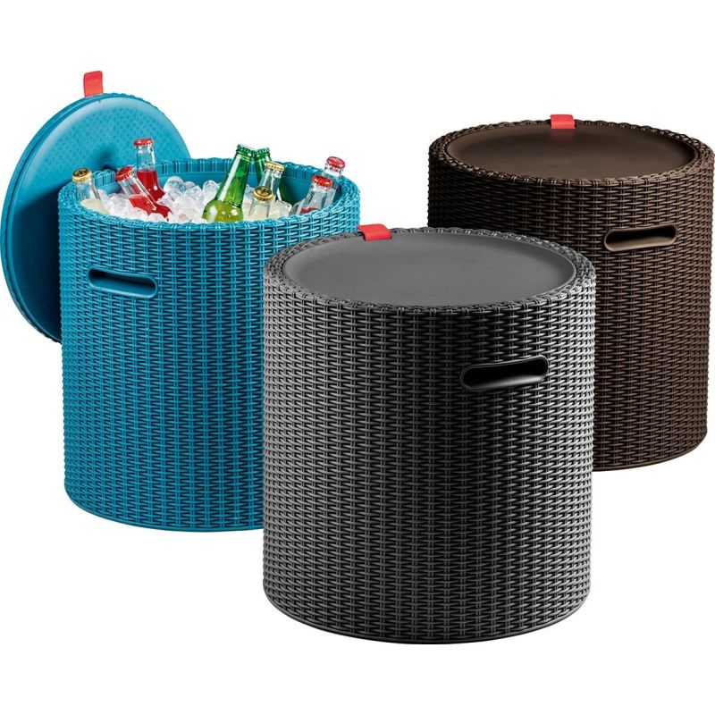 Cutie depozitare rotunda gri tip scaun Keter Cool Stool