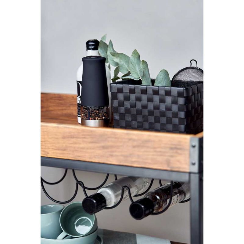 Mini bar rustic cu 3 rafturi, 80x89,5x40 cm, metal si MDF, Wenko 54125100