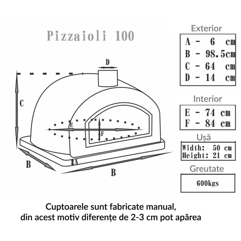 Cuptor din caramida pe lemne traditional PortoForno Pizzaioli 100 cm accesorii incluse