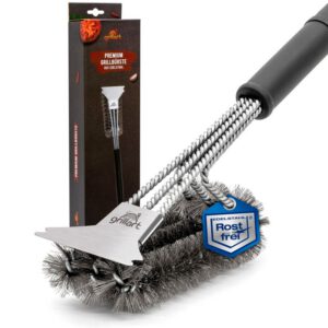 Perie tripla de gratar din otel inoxidabil pentru curatare 360 grade Grillart GA-1001