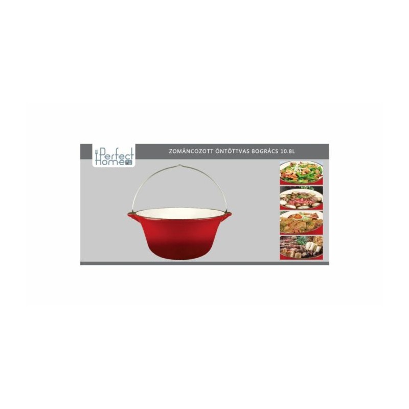 Ceaun din fonta emailata, culoare rosu, 10,8 litri, Perfect Home, 10569