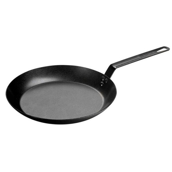 Tigaie adanca rotunda din otel carbon cu maner asezonata Lodge 30 cm L-CRS12