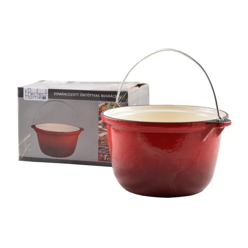 Ceaun din fonta emailata, culoare rosu, 5 litri, Perfect Home, 13253