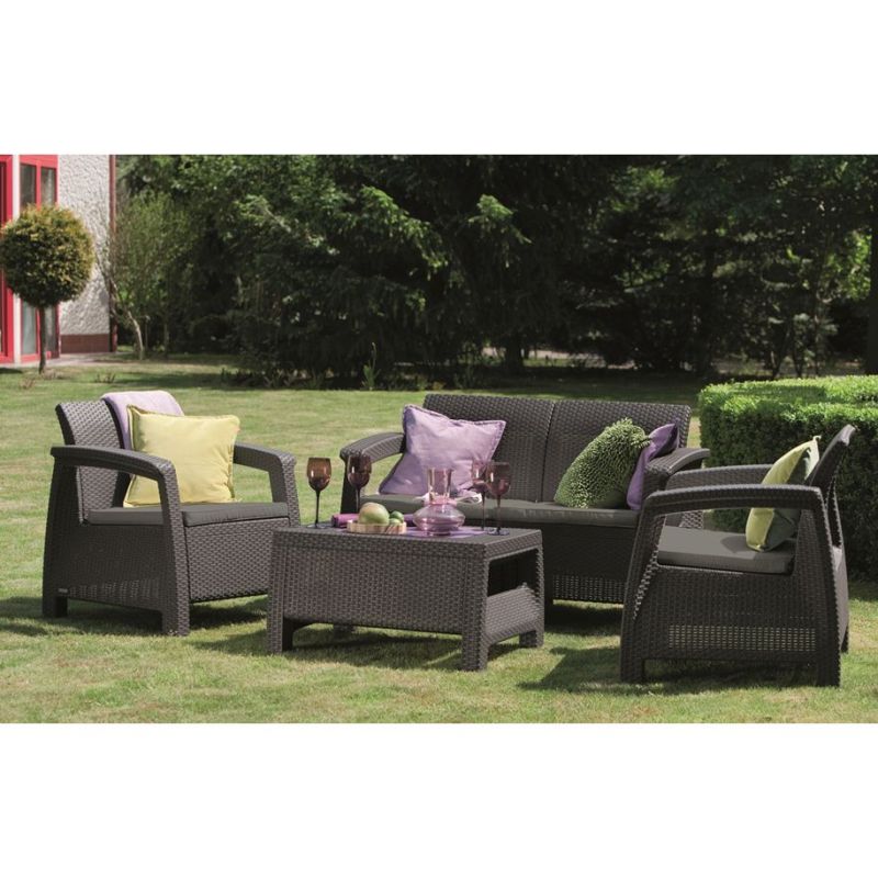 Set mobilier gradina graphite Keter Corfu