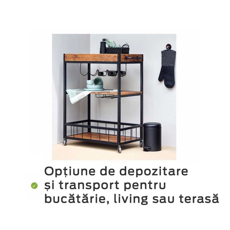 Mini bar rustic cu 3 rafturi, 80x89,5x40 cm, metal si MDF, Wenko 54125100
