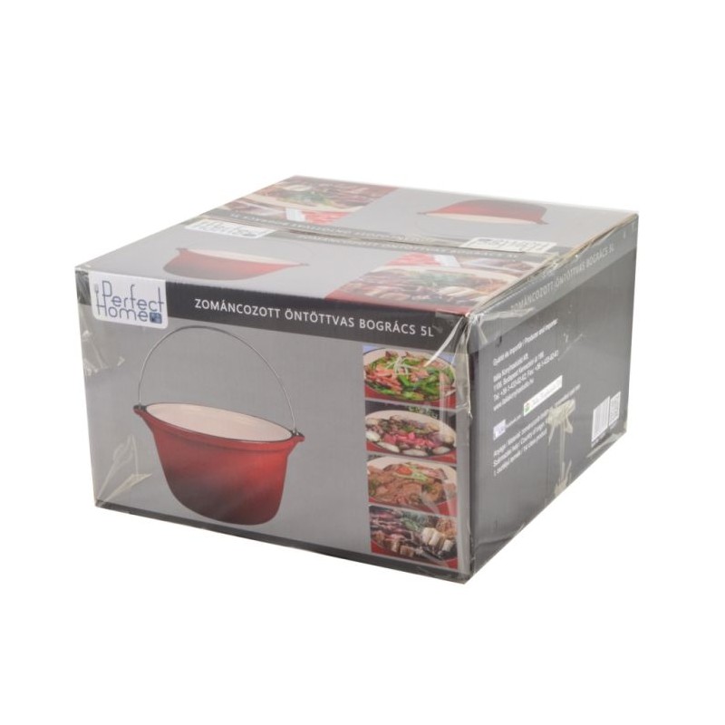 Ceaun din fonta emailata, culoare rosu, 5 litri, Perfect Home, 13253