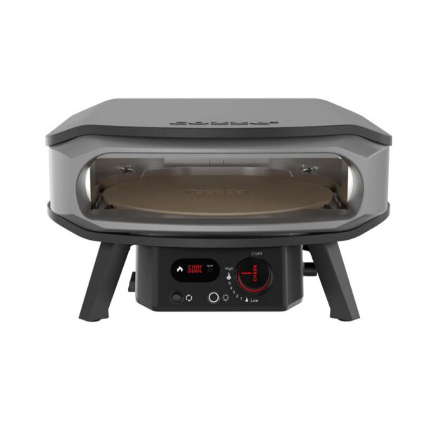 Cuptor pentru pizza pe gaz cu piatra rotativa, termometru digital si iluminat LED Premium Rotate 17 inci 43 cm Cozze 90442