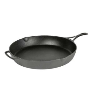 Tigaie adanca rotunda din fonta cu maner triplu asezonata Lodge Blacklock 37 cm L-BL10SK