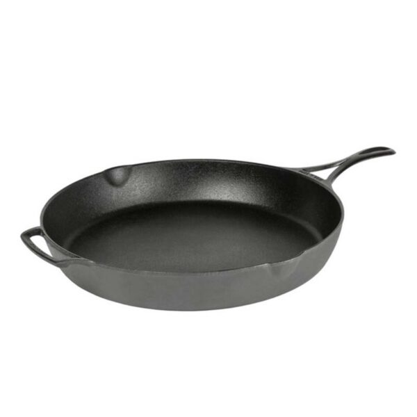 Tigaie adanca rotunda din fonta cu maner triplu asezonata Lodge Blacklock 37 cm L-BL10SK