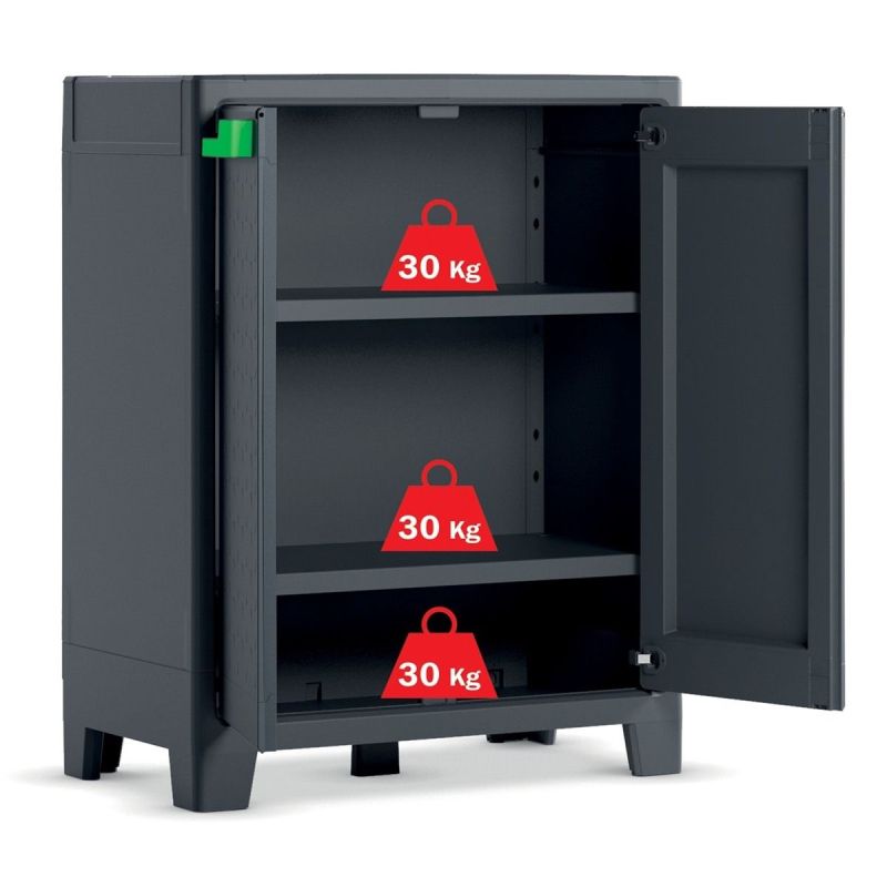 Dulap 2 polite graphite Keter Low Moby 80x44x100 cm
