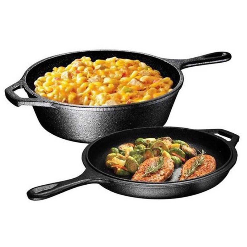 Set 2 tigai din fonta cu maner Lodge Combo Cooker 26 cm L-LCC3