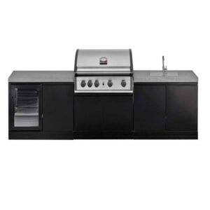Bucatarie de exterior Grandhall K0GK-01 si Gratar pe gaz Pro Elite 4 K04000383A cu frigider