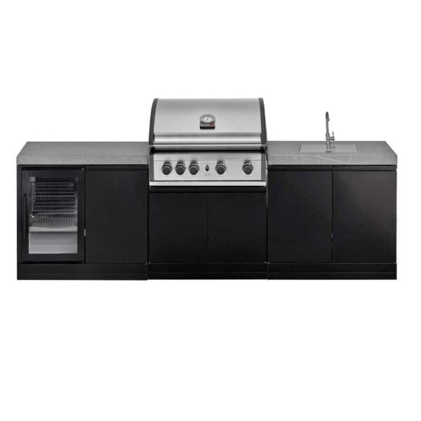 Bucatarie de exterior Grandhall K0GK-01 si Gratar pe gaz Pro Elite 4 K04000383A cu frigider
