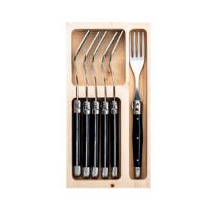 Set 6 furculite 1,8 mm cu maner negru Laguiole Style de Vie Premium Line PRVORKZWART
